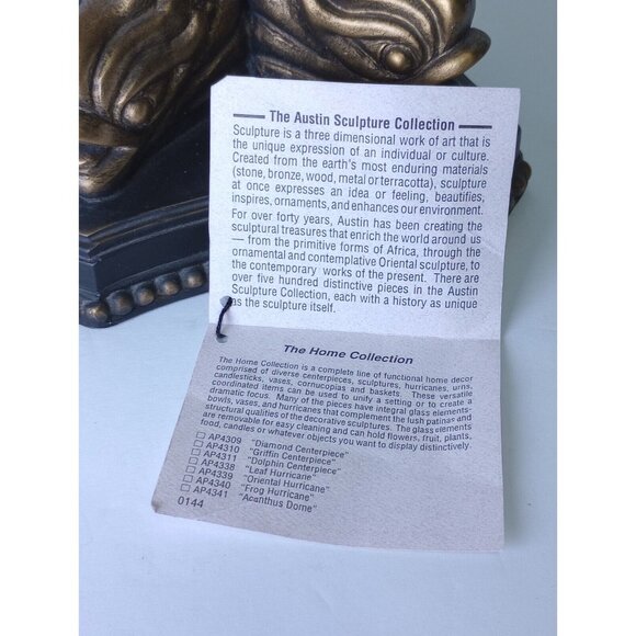 Austin Sculpture Figural Statue Dolphin Pedestal Signed Vintage 1993 - Picture 5 of 11
